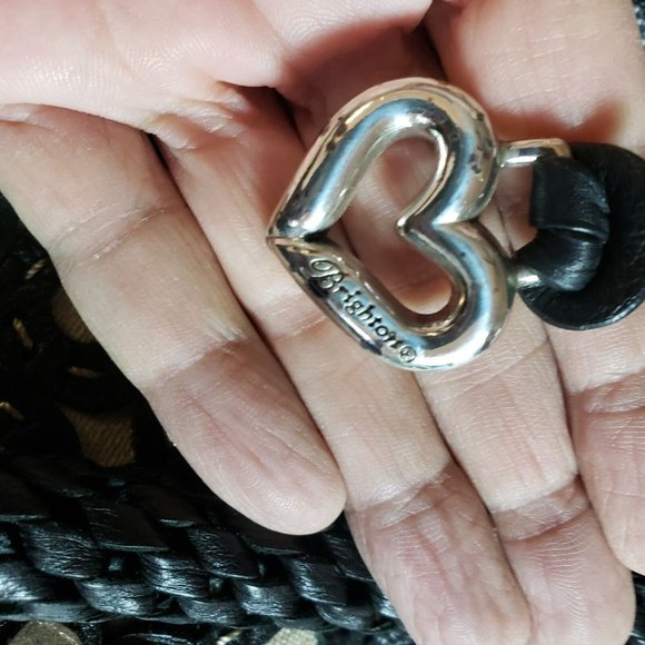 Brighton Black 3-D Floral Applique Weaved Handel Bucket Purse Bag - Picture 9 of 12